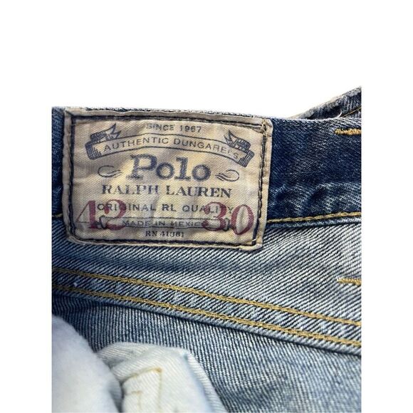 Polo Ralph Lauren Men's Blue Long Bootcut Medium Wash Denim Jeans Size 42/30 - Picture 2 of 9